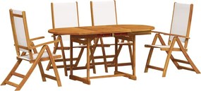 vidaXL 5 részes tömör akácfa és textilén kerti étkezőgarnitúra