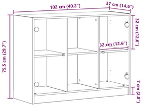 Oldalszekrény Fekete Tölgy 102x37x75,5 cm Mérnöki Fa