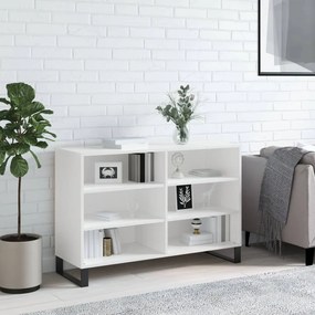 magasfényű fehér szerelt fa tálalószekrény 103,5 x 35 x 70 cm