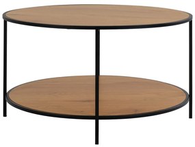 Natúr színű kerek dohányzóasztal tölgyfa dekoros asztallappal ø 80 cm Vita – House Nordic