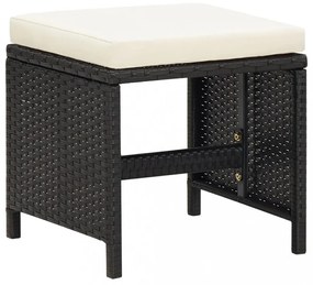 4 db fekete polyrattan kerti ülőke párnákkal