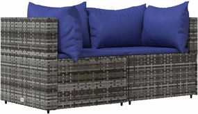 vidaXL 2 db szürke polyrattan kerti sarokkanapé párnával