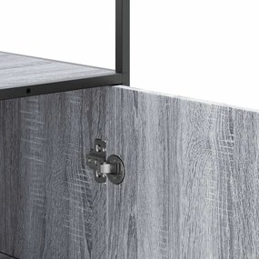 Highboard szürke sonoma 35,5x35x139 cm gépelt fa és fém