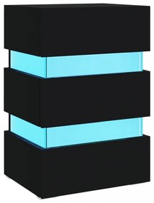 fekete szerelt fa LED-es éjjeliszekrény 45 x 35 x 67 cm