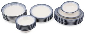 24 részes étkészlet fehér/kék/porcelán