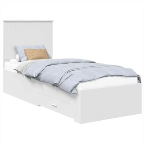 vidaXL Ágykeret fejtámlával fiókkal Fehér és ezüst 70 x 190 cm Faanyag