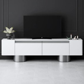 TV szekrény Bohem - White, Silver