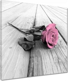 Vászonkép 40x40 Rózsa világos deszkákon