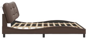 barna műbőr ágykeret LED-világítással 200 x 200 cm