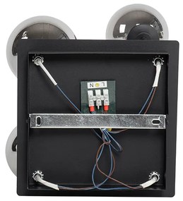 Modern mennyezeti lámpa fekete 5-ös füstüveggel - Athén