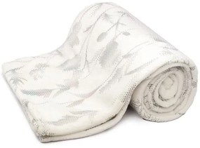 Polár takaró - fehér ezüst leveles - 200x150 cm