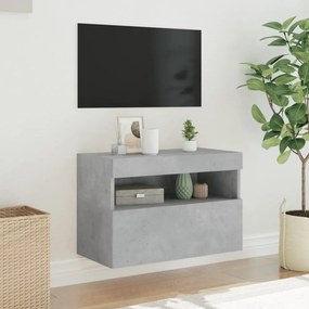 betonszürke falra szerelhető TV-szekrény LED-del 60x30x40 cm