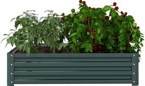 Outsunny Nagy Téglalap Alakú Horganyzott Acél Kültéri Virágtartó Városi Kert Növények, Virágok, Fűszerek Növesztésére, Nagy Kültéri Virágtartó Nyitott