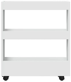 keskeny, 3 szintes, fehér, rétegelt fa tárolókocsi