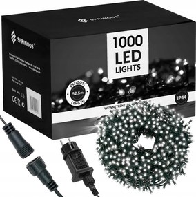 KarĂĄcsonyfa LĂĄmpa 1000 Led FehĂ©r Hideg KĂŒltĂ©ri KarĂĄcsonyfa 50m ProgramozĂł