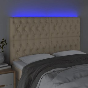 krémszínű szövet LED-es fejtámla 144x7x118/128 cm
