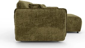 Zöld zsenília sarokkanapé (jobb oldali-heverő résszel) Nelia – Ropez