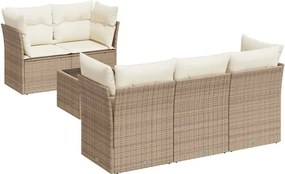 vidaXL 6 részes bézs polyrattan kerti ülőgarnitúra párnával