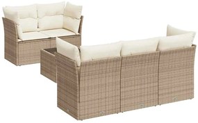 vidaXL 6 részes bézs polyrattan kerti ülőgarnitúra párnával