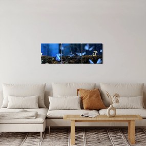 Kék pillangók képe (órával) (90x30 cm)