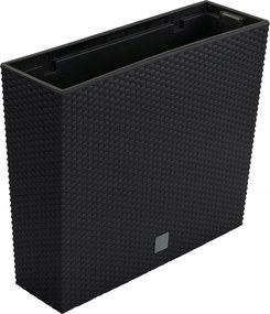 Virágtartó láda rattan 58x18x50 cm antracit betét