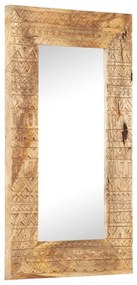 kézzel faragott tömör mangófa tükör 80 x 50 x 2,5 cm