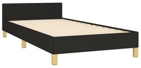 fekete szövet ágykeret fejtámlával 90 x 200 cm