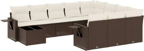 vidaXL 11 részes barna polyrattan kerti ülőgarnitúra párnákkal