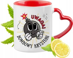 Krisztiánnak Piros Bögre Szív Alakú Füllel Ajándék