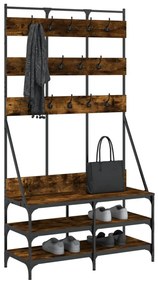 füstös tölgy színű ruhafogas cipőpolccal 100x40x184 cm