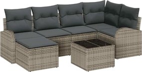 vidaXL Kerti Kanapé Szett 7 pcs Szürke polirattan