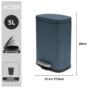 Petróleum színű acél pedálos szemetes 5 l Akira – Spirella