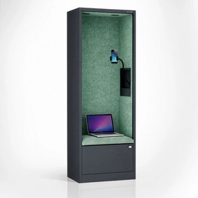 Akusztikus fülke SALLY MentalBox 600 mm – antracit váz, zöld ülés