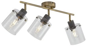 Design mennyezeti spotlámpa bronz színben, átlátszó üveggel, 3-lámpás - Domo
