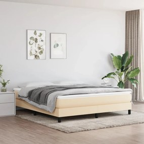 krémszínű szövet rugós ágy matraccal 180 x 200 cm
