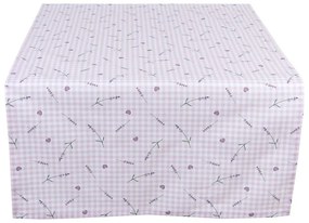 Levendula mintás pamut asztali futó 50x140 cm Lavender Garden