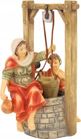 Betlehem figura 'Anya és gyermek a kútnál' 9,5cm magas, 8cm-es figurákhoz