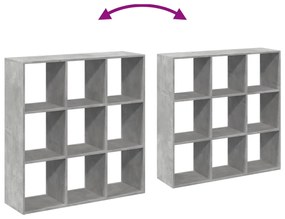 betonszürke szerelt fa elválasztó könyvespolc 102x29x103,5 cm
