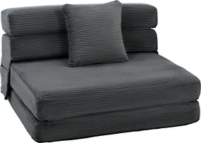 HOMCOM 2-in-1 Folding Sleeper Chair — Foldable Sofa Bed with Corduroy Upholstery, Padded Folding Mattress, Guest Floor Chair for Bedroom & Living Room