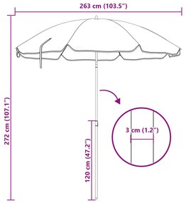 Strandernyő Aluminium Tartóval Kék és Fehér 300 cm