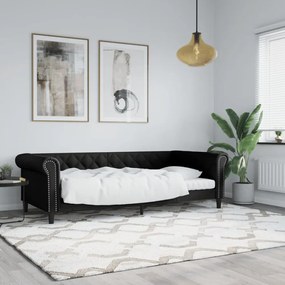fekete műbőr kanapéágy 90 x 200 cm