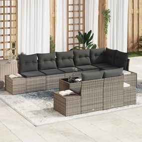 Kerti Kanapé Szett 9 pcs Szürke 319 x 154 x 85 cm Poli rattan