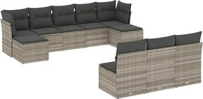 vidaXL 10 részes világosszürke polyrattan kerti ülőgarnitúra párnákkal