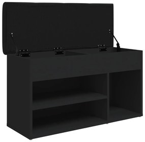 fekete szerelt fa cipőtároló pad 82 x 32 x 45,5 cm