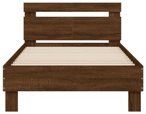 barna tölgy színű fejtámlás ágykeret matrac nélkül 100 x 200 cm