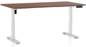 Állítható magasságú asztal OfficeTech B, 160 x 80 cm, fehér alap, dió
