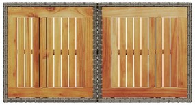 szürke polyrattan és akácfa kerti asztal 100 x 55 x 73 cm