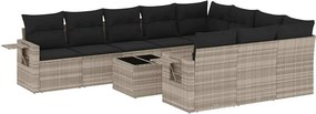 vidaXL 11 részes világosszürke polyrattan kerti ülőgarnitúra párnákkal
