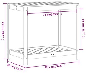 impregnált fenyőfa ültetőasztal polccal 82,5x50x75 cm