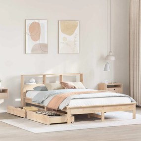 tömör fenyőfa könyvespolcos ágy matrac nélkül 120 x 200 cm